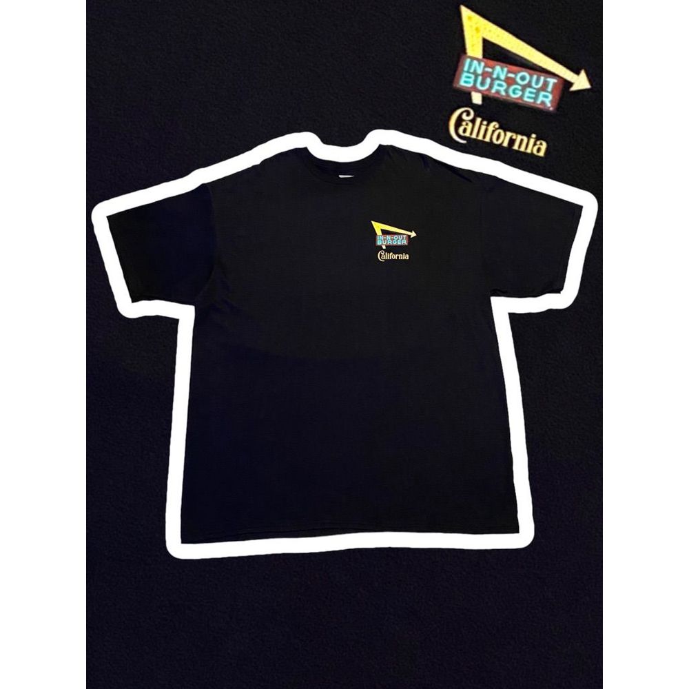 IN-N-OUT BURGER California Graphic Logo and Design Black T-Shirt Size Men’s XXL